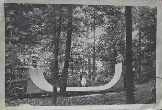 Backyard halfpipe in the woods